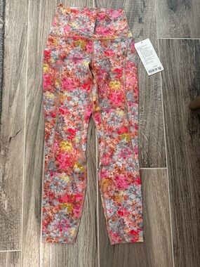 lululemon athletica align tight 25” Floral Print Leggings in Pink, Yellow, Gray